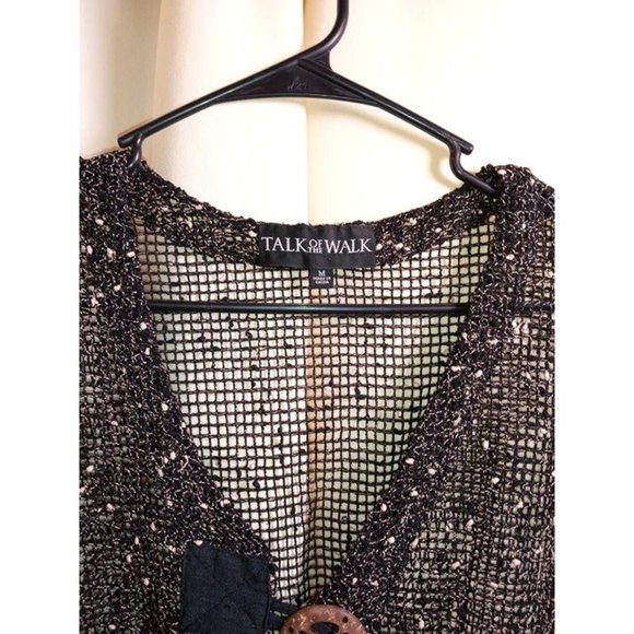Talk of the Walk Brand Women's Size Medium‎ Black Knitted Net Cardigan - Picture 3 of 3